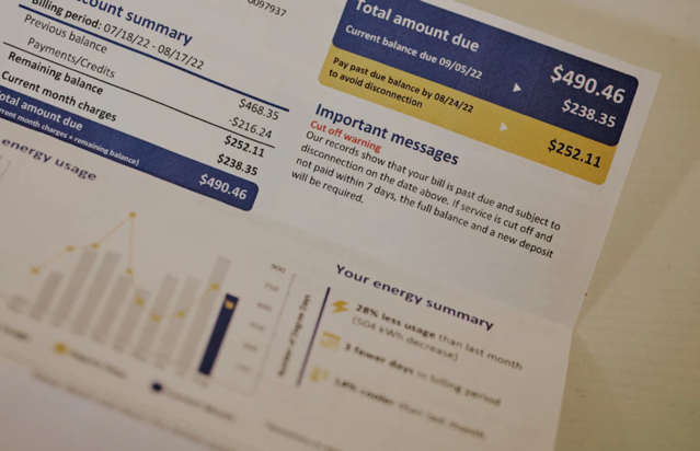 Melissa Besong’s electricity bill was $490.46 after missed payments added up. (William DeShazer for The Washington Post)