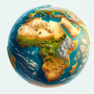 Detailed and realistic illustration of the continent of Africa