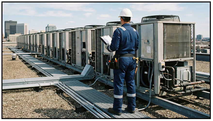 Rooftop HVAC Technicians at work